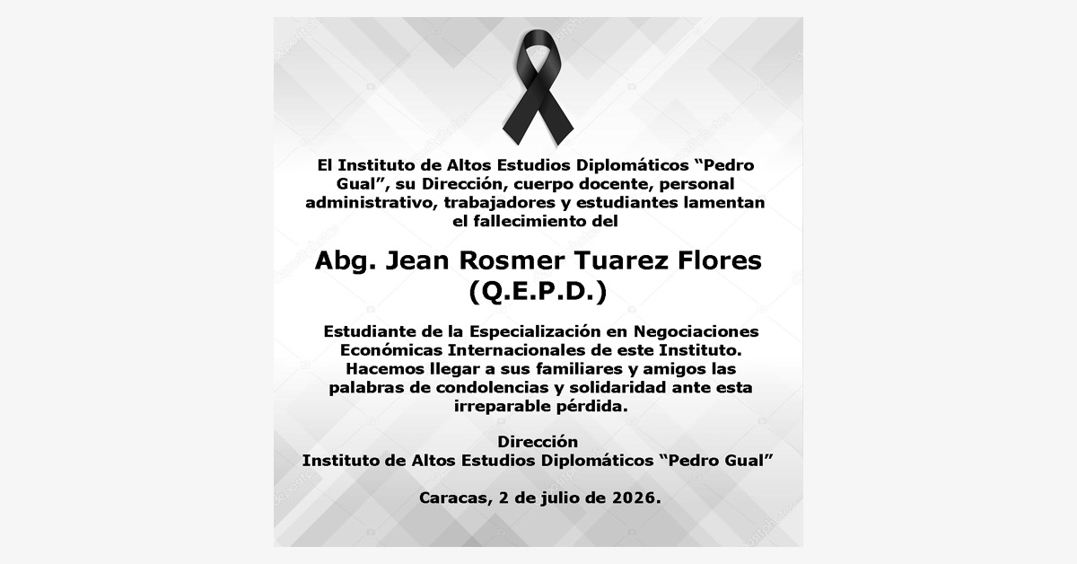 El IAEDPG se une al duelo por la sensible pérdida de Jean Rosmer Tuarez Flores